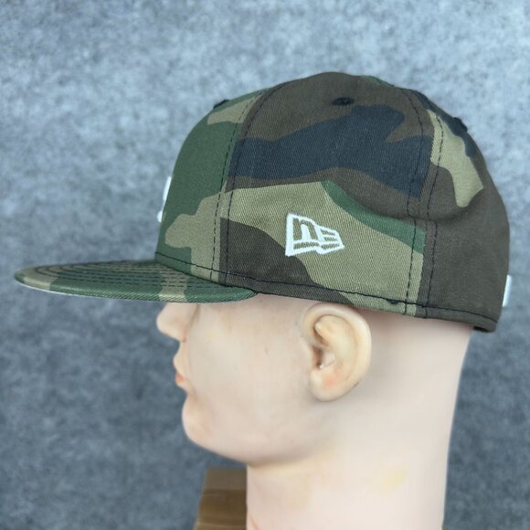 New Era Los Angeles Dodgers Camo Fitted Hat Size 7 1/8 Cotton Green & Brown - Picture 5 of 16